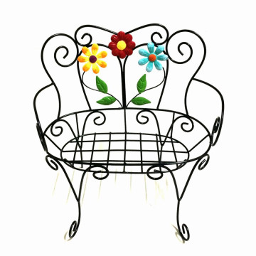 Decoração de jardim Metal Flower Chair Flowerpot Stand